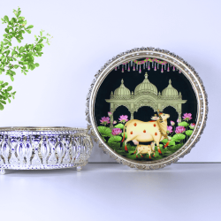 Pichwai German Silver Tray - 6 Inch Circle