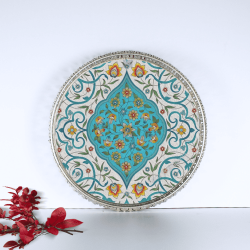 Pichwai German Silver Tray - 12 Inch Circle