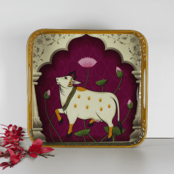 Pichwai Metal Tray - 10 inch Square