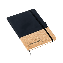 Cork & Black Fabric Diary with Pen Loop and Elastic Closure